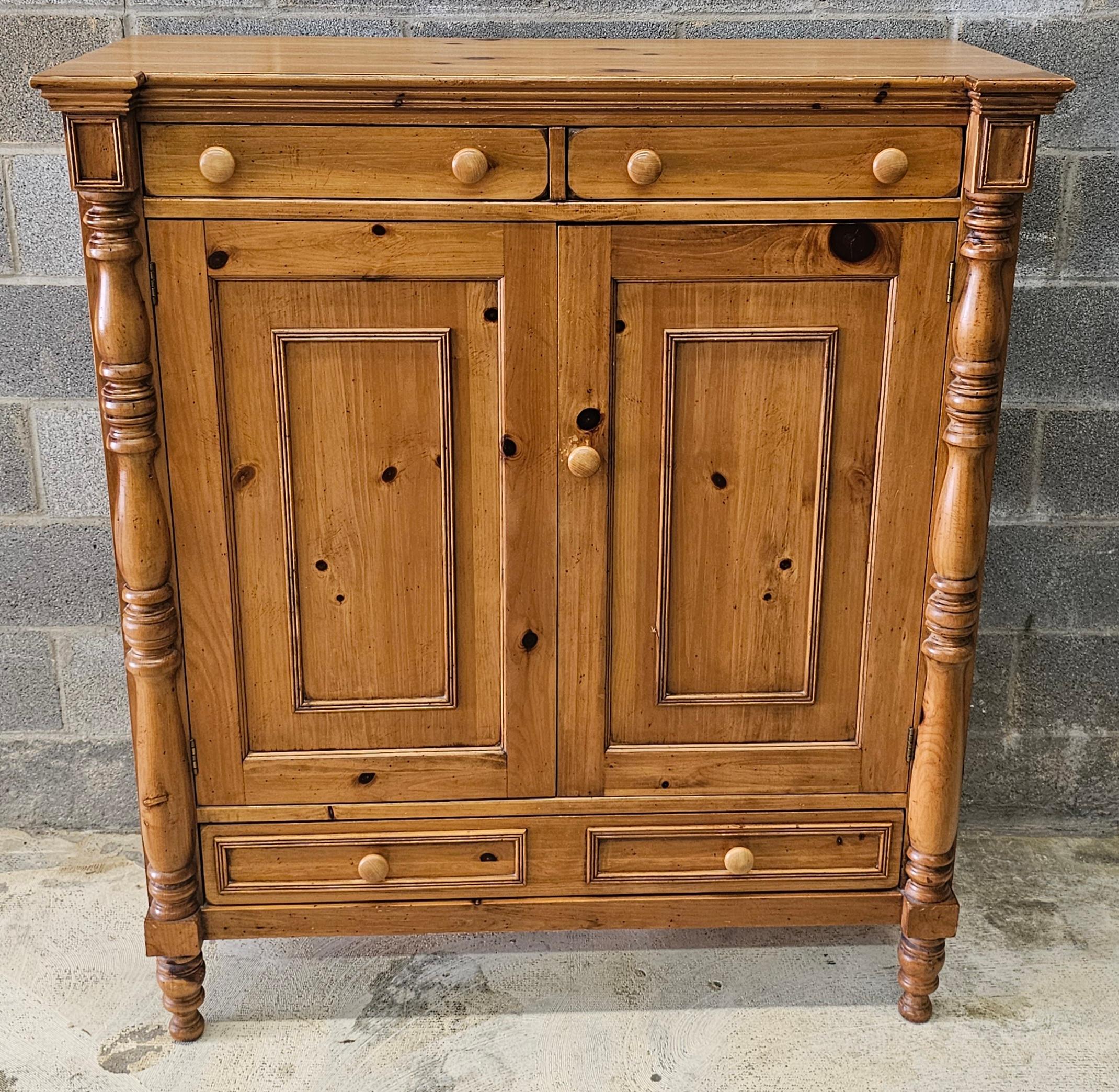 Stained Lane Museum of American Folk Art, Authentic Reproduction Pine Cabinet Armoire For Sale