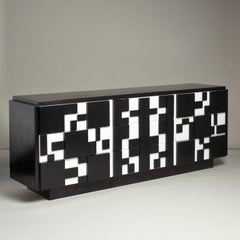 Lane Nine-Drawer Brutalist Dresser Sideboard, Restored, c 1970s