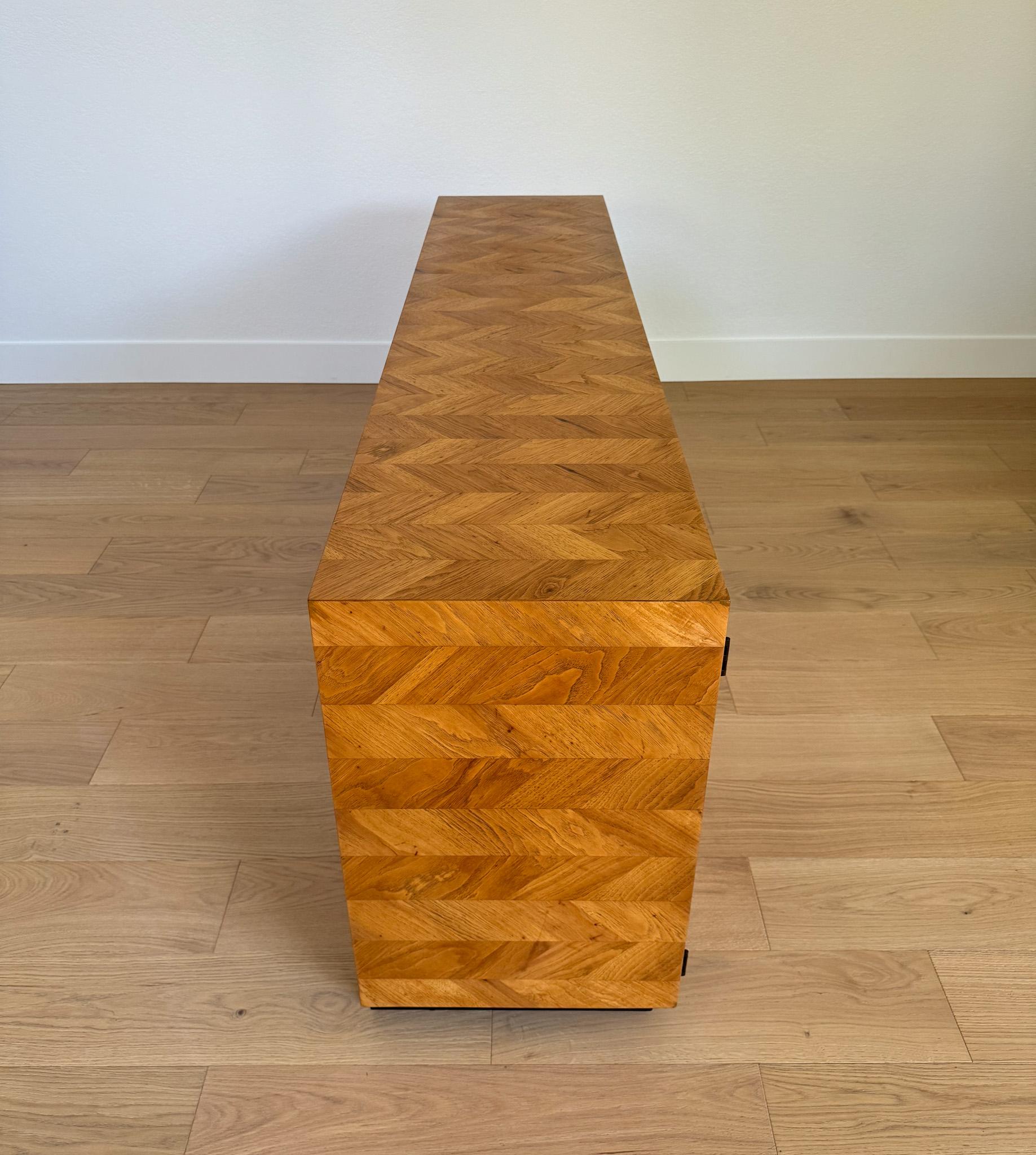 Lane Oak Chevron Dresser / Credenza, United States, c.1970 In Good Condition In San Juan Capistrano, CA