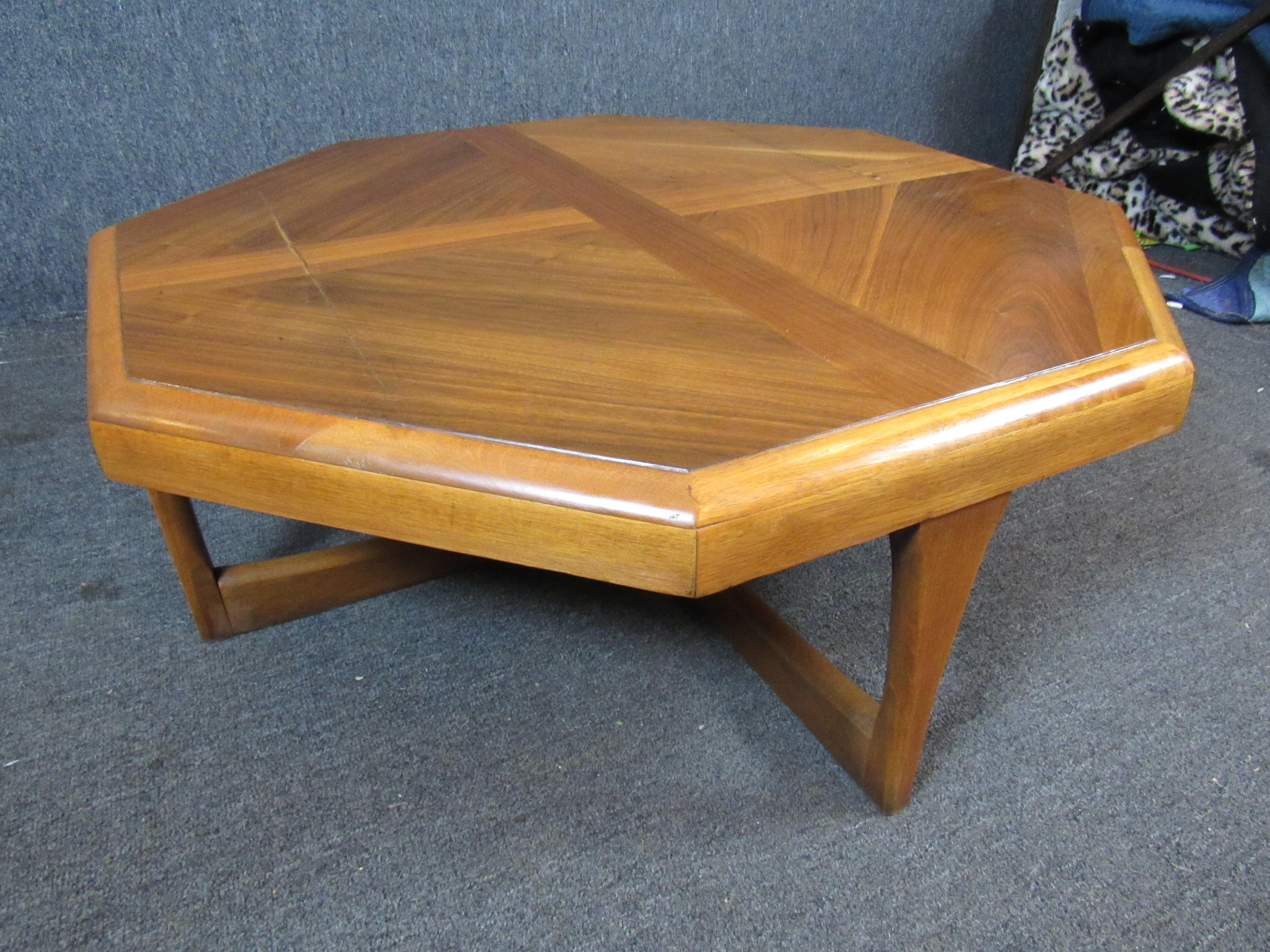 Wood Lane Octagonal Walnut & Oak Table For Sale