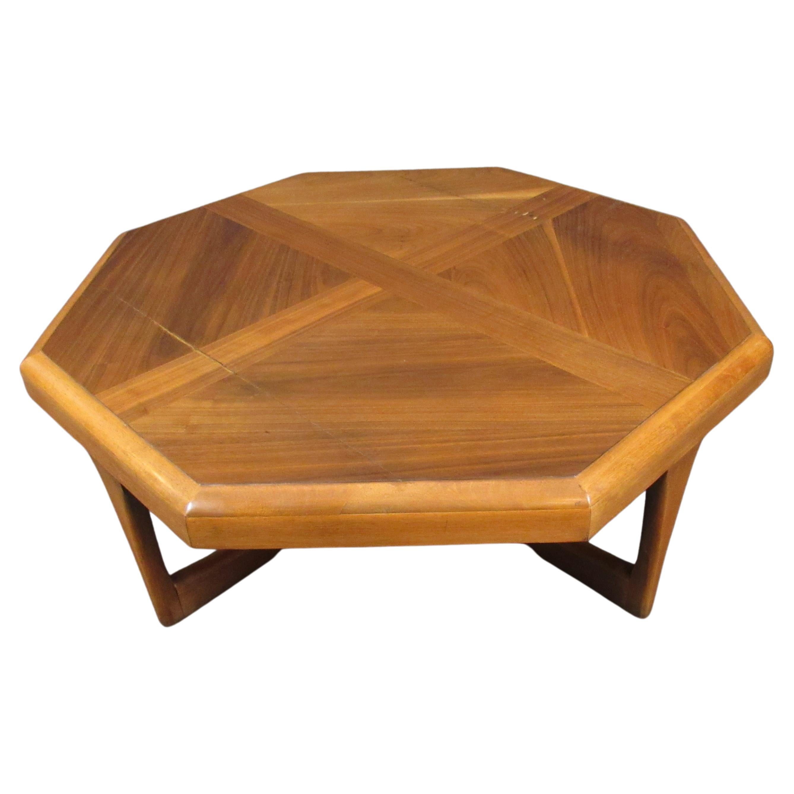 Lane Octagonal Walnut & Oak Table For Sale