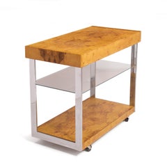 Lane Olive Burl Bar Cart After Milo Baughman Roland Carter Mid Century