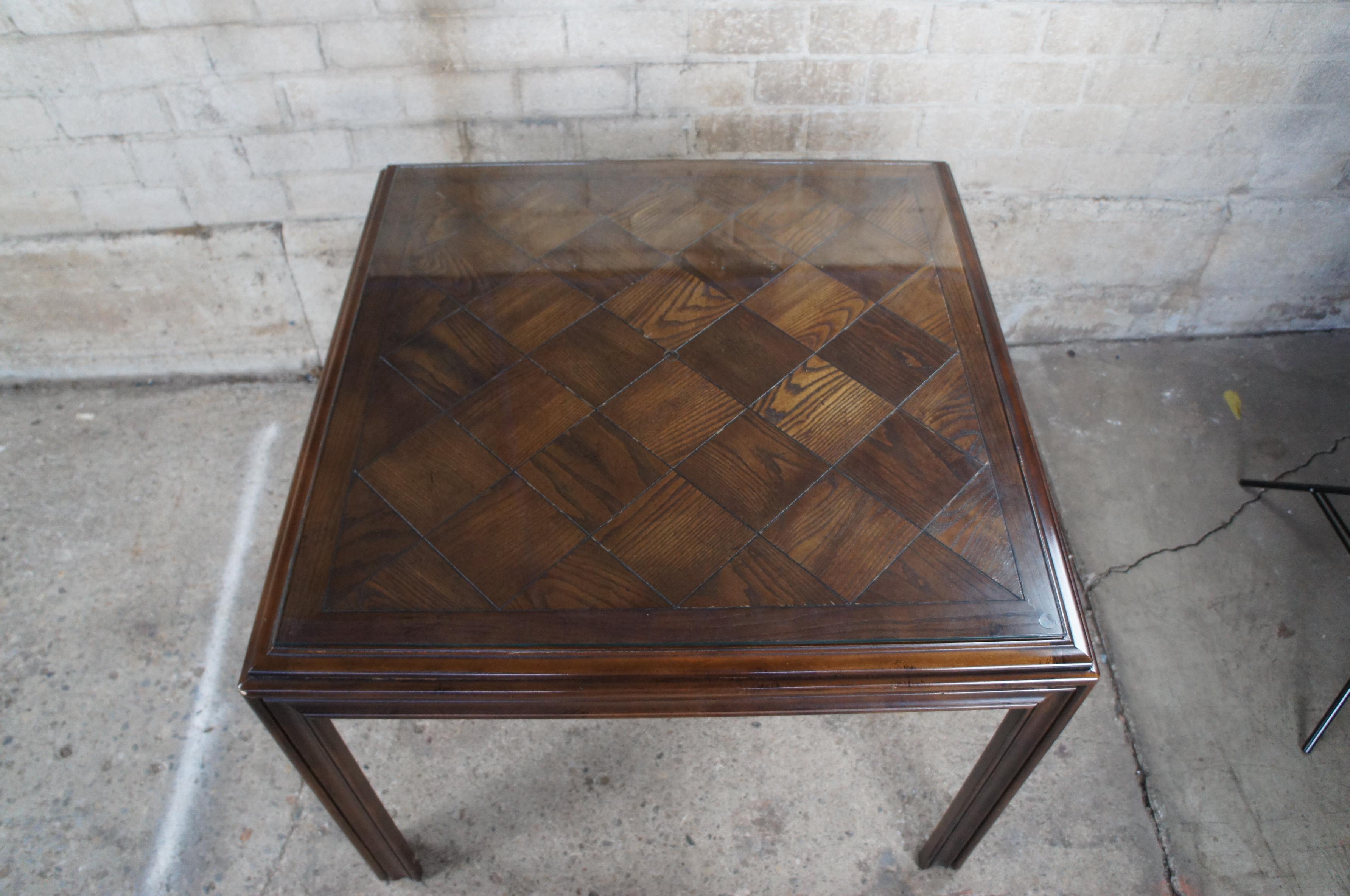 Lane Parsons Style Mid-Century Modern Oak Parquetry Dining Breakfast Table 1978 8