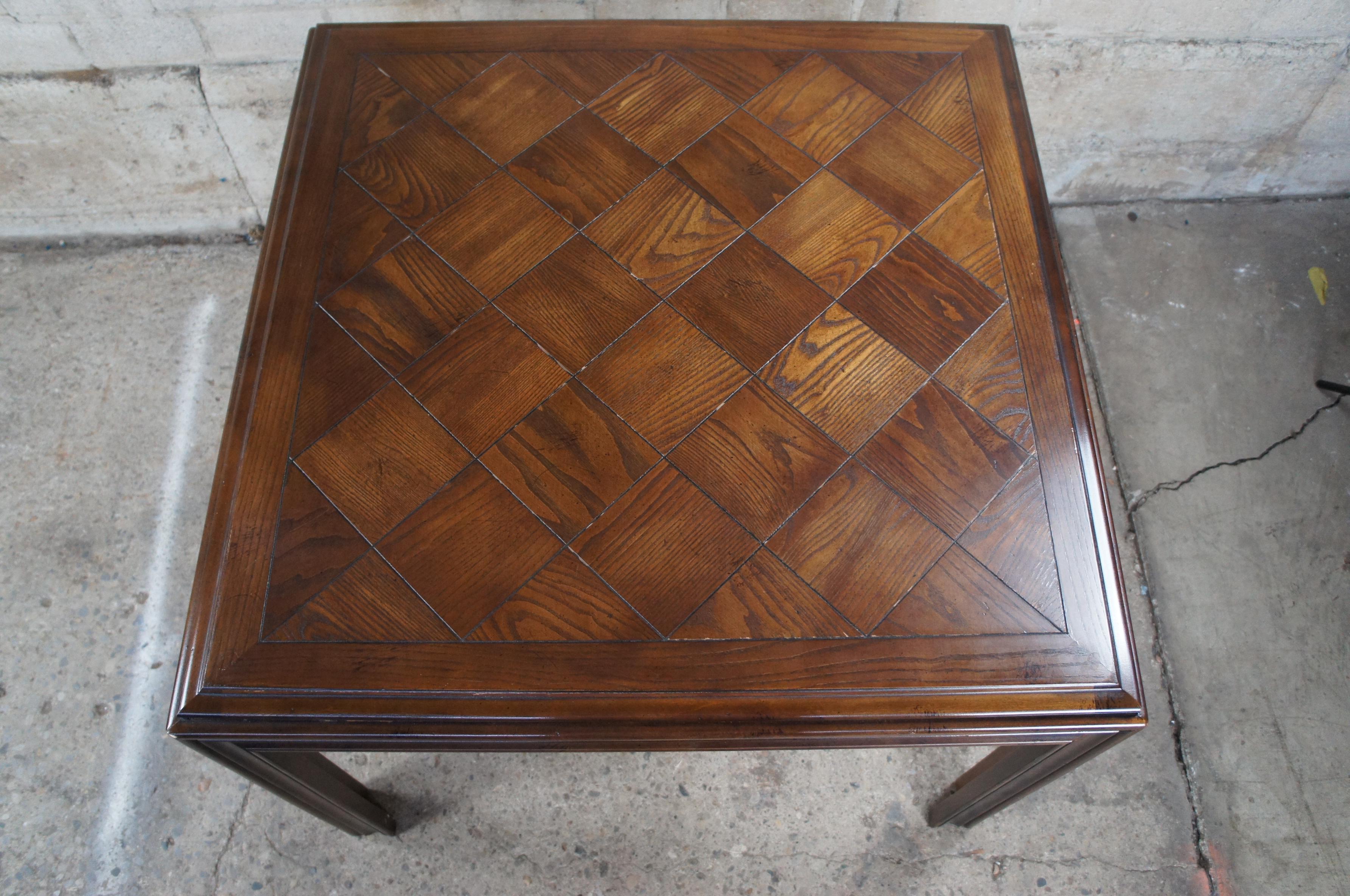 Late 20th Century Lane Parsons Style Mid-Century Modern Oak Parquetry Dining Breakfast Table 1978