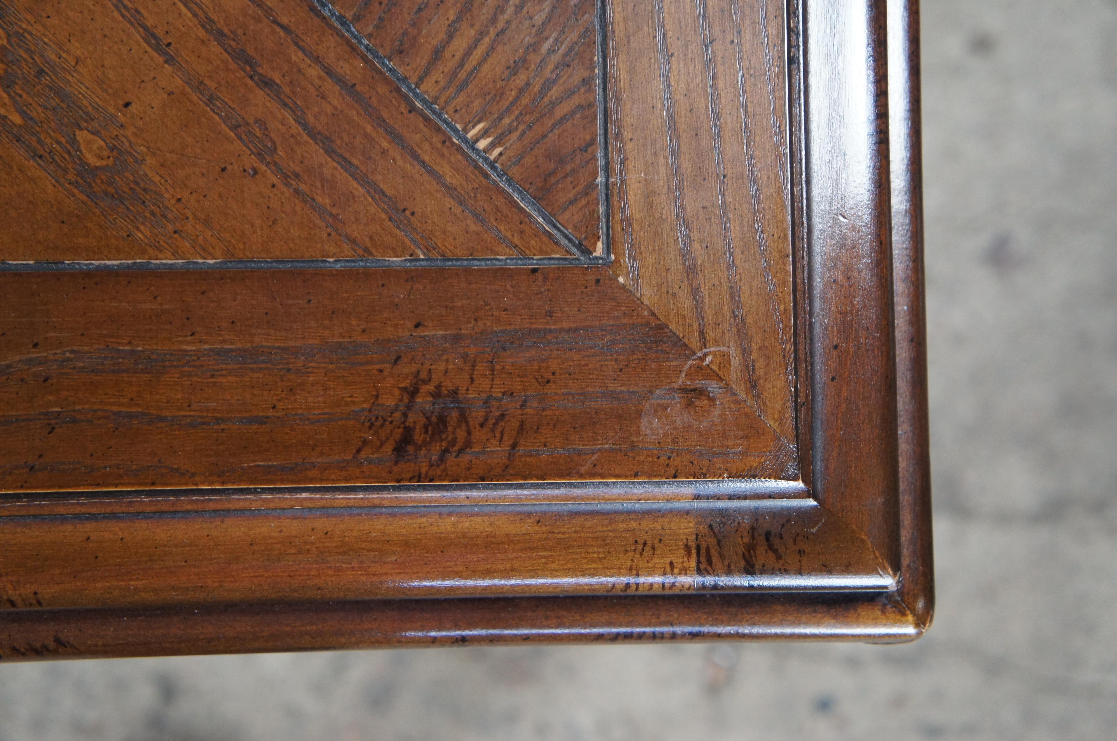 Lane Parsons Style Mid-Century Modern Oak Parquetry Dining Breakfast Table 1978 2