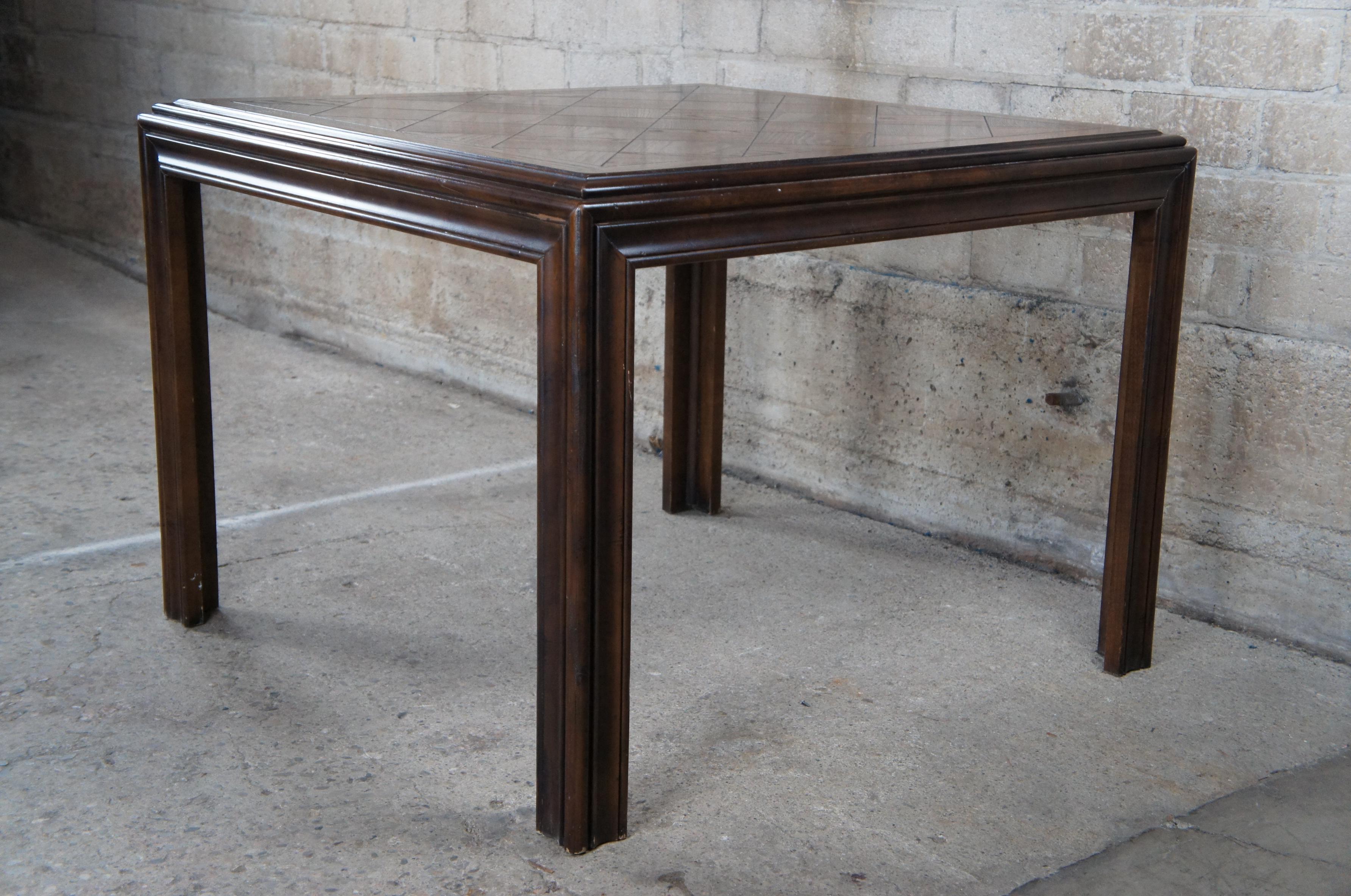 Lane Parsons Style Mid-Century Modern Oak Parquetry Dining Breakfast Table 1978 5