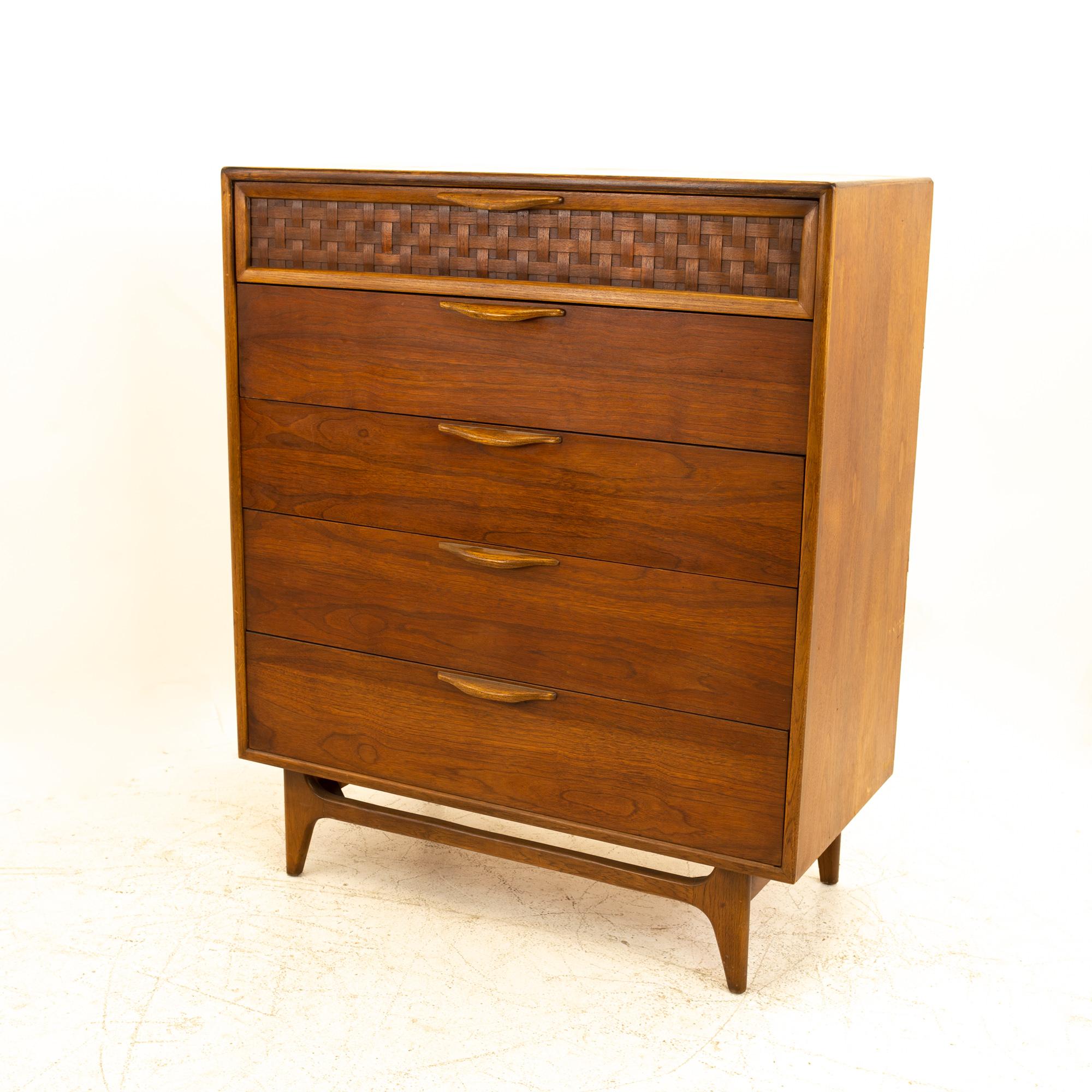 Lane perception mid century 5 drawer highboy dresser
Dresser measures: 38 wide x 19 deep x 45.75 high

All pieces of furniture can be had in what we call restored vintage condition. That means the piece is restored upon purchase so it’s free of