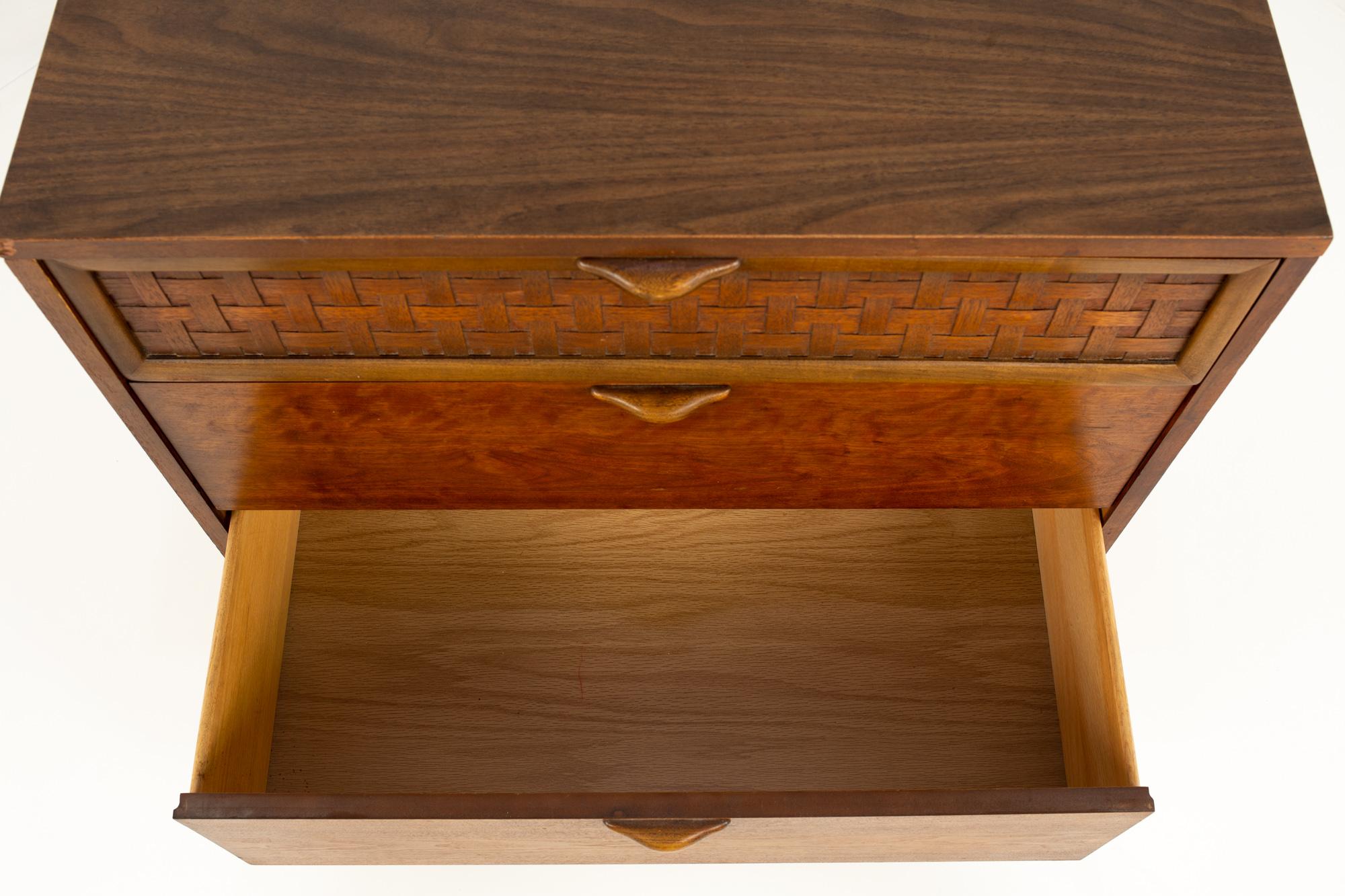 Late 20th Century Lane Perception Mid Century Formica 3 Drawer Dresser Chest