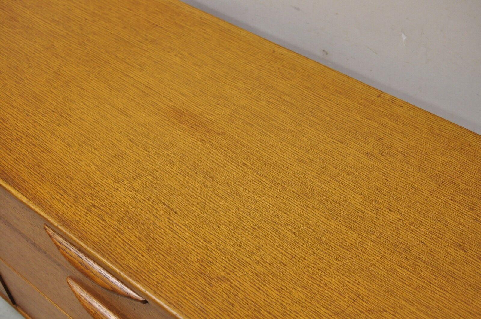 20th Century Lane Perception Mid-Century Modern Oak Wood Lattice Long Dresser Credenza For Sale