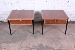 Lane Perception Mid-Century Modern Walnut End Tables, Pair