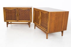 Lane Perception Mid Century Nightstands or Record Cabinets, a Pair