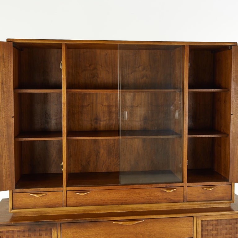 Lane Buffet Lane Perception Midcentury Walnut Buffet and Hutch China Cabinet For ...