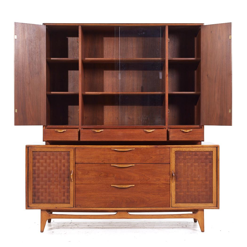 Lane Perception Mid Century Walnut Credenza and Hutch

The credenza measures: 66 wide x 19 deep x 30.25 inches high
The hutch measures: 56 wide x 15 deep x 41.75 inches high
The combined height of the credenza and hutch is 72 inches

All pieces of