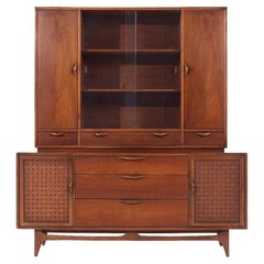 Used Lane Perception Mid Century Walnut Credenza and Hutch