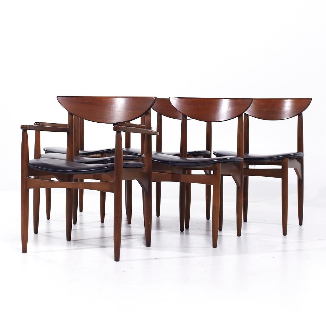 Mid-Century Modern Lane Perception Mid Century Walnut Dining Chairs - Set of 6 For Sale