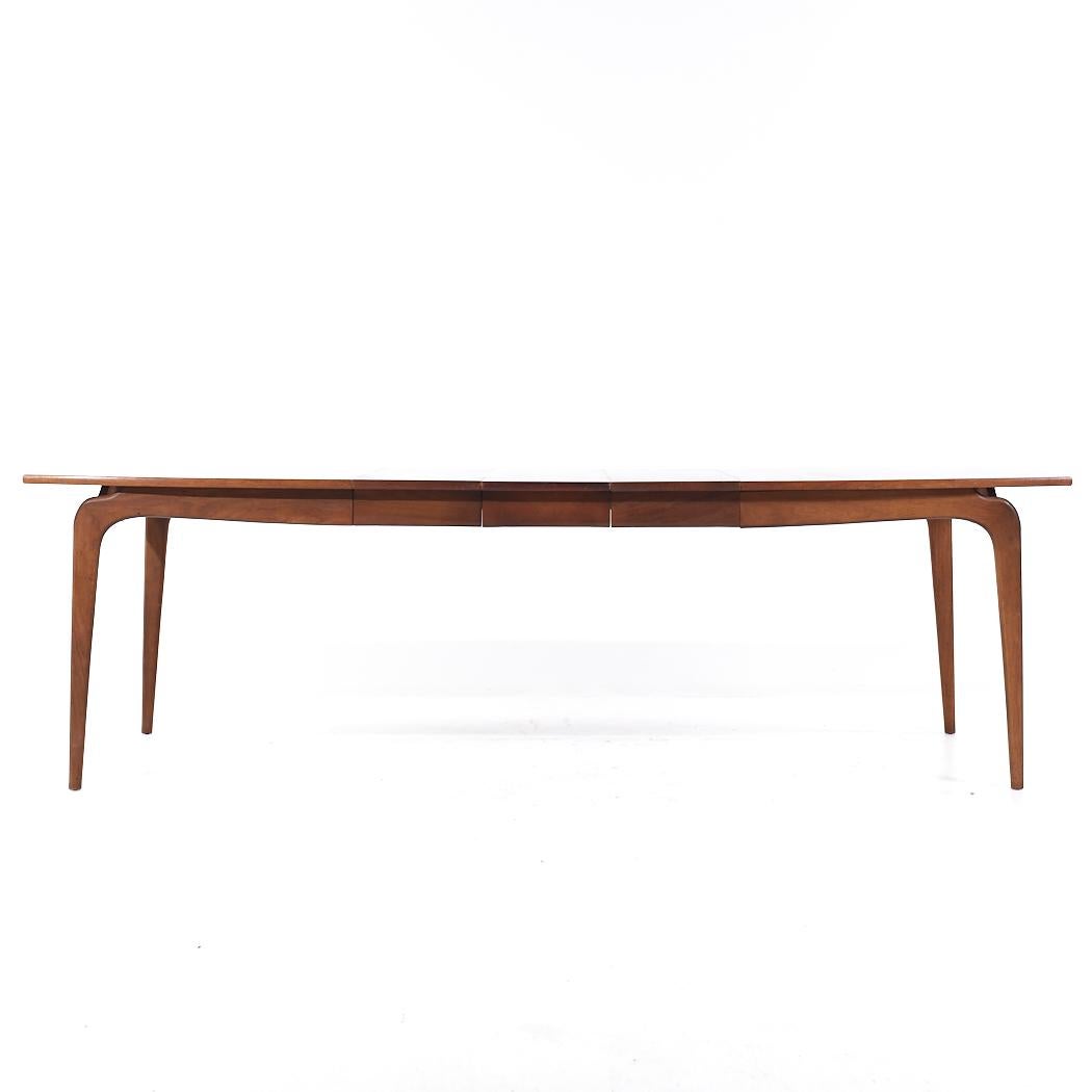 Lane Perception Mid Century Walnut Expanding Dining Table with 3 Leaves For Sale 8