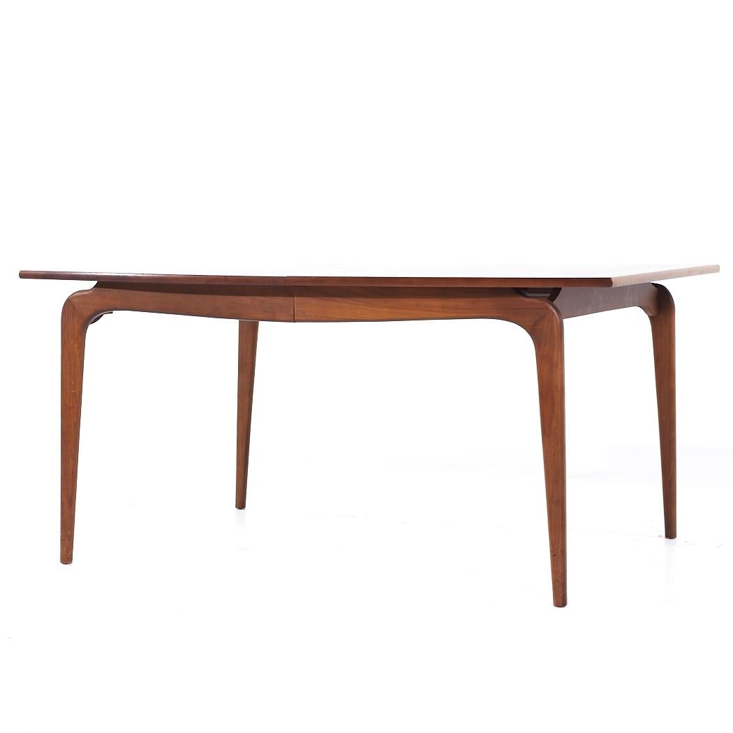 Mid-Century Modern Lane Perception Mid Century Walnut Expanding Dining Table with 3 Leaves For Sale