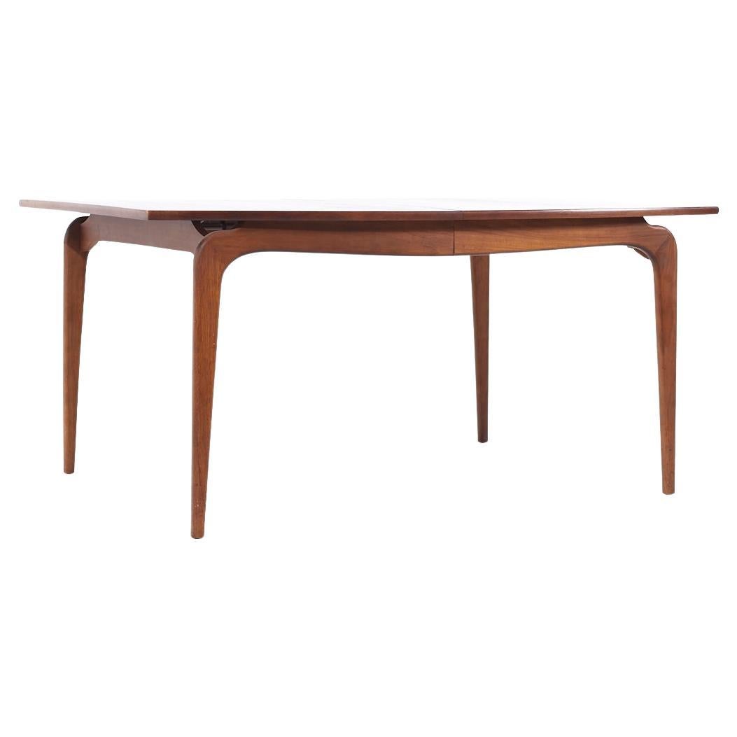 Lane Perception Mid Century Walnut Expanding Dining Table with 3 Leaves For Sale