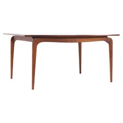 Retro Lane Perception Mid Century Walnut Expanding Dining Table with 3 Leaves