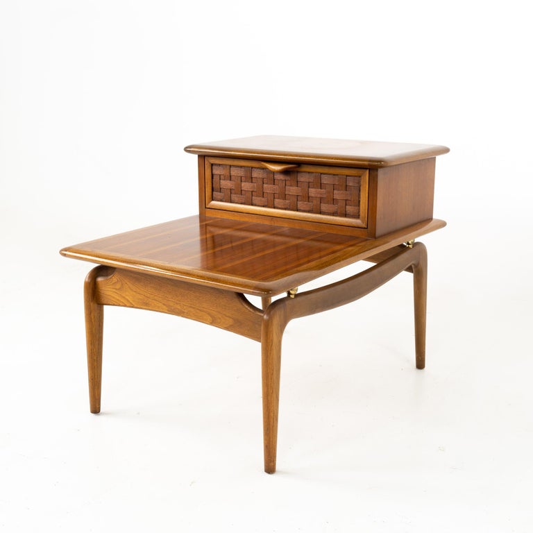 Lane Perception Mid Century Walnut Step Side Table at 1stDibs
