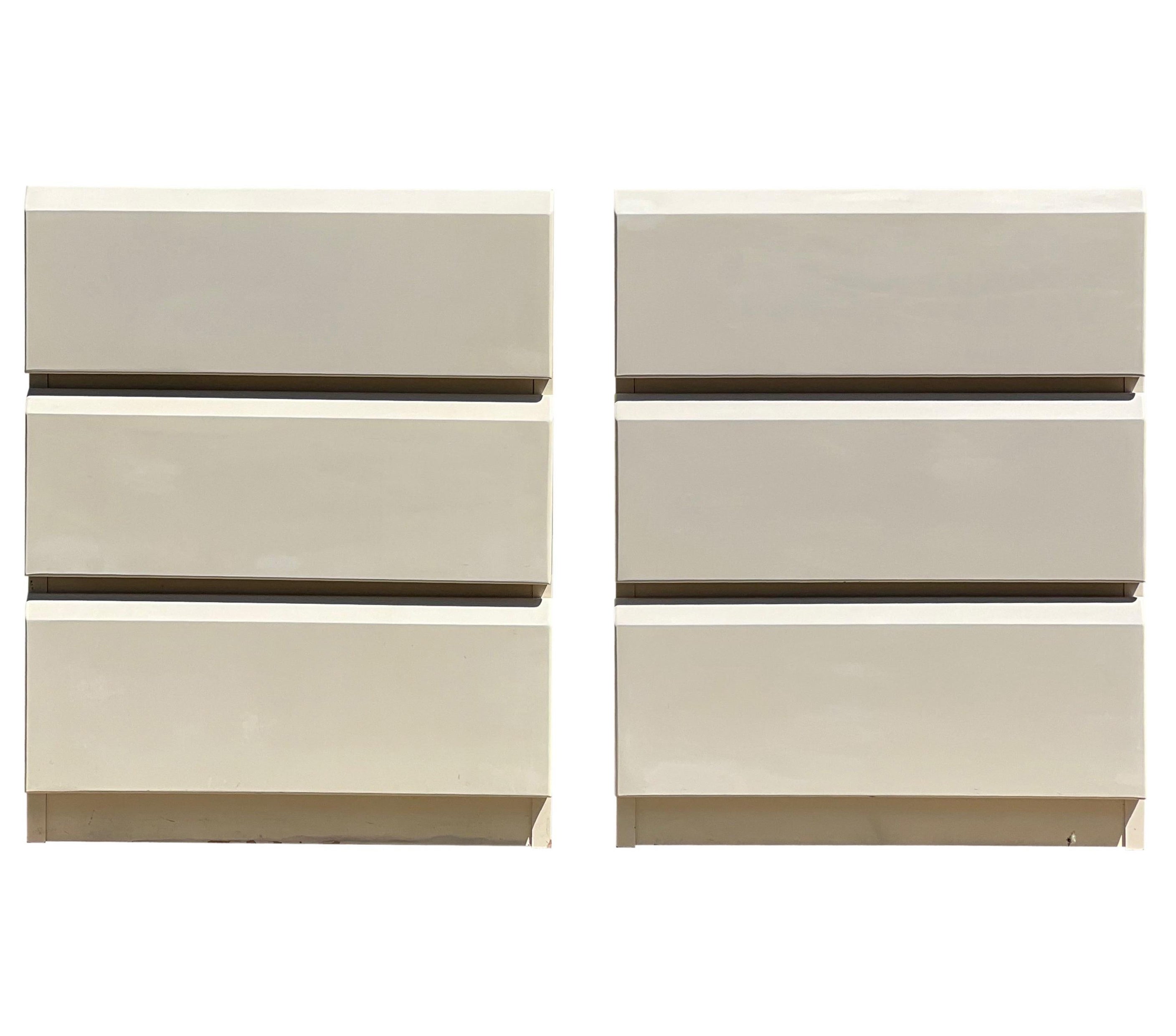 Lane Post Modern Lacquered Nightstands, a Pair