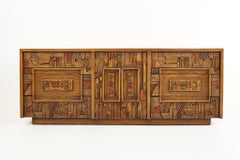 Lane Pueblo Brutalist Mid-Century 9 Drawer Lowboy Dresser