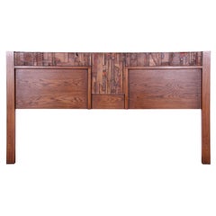 Lane Pueblo Brutalist Mid-Century Modern Oak King Size Headboard, 1970s