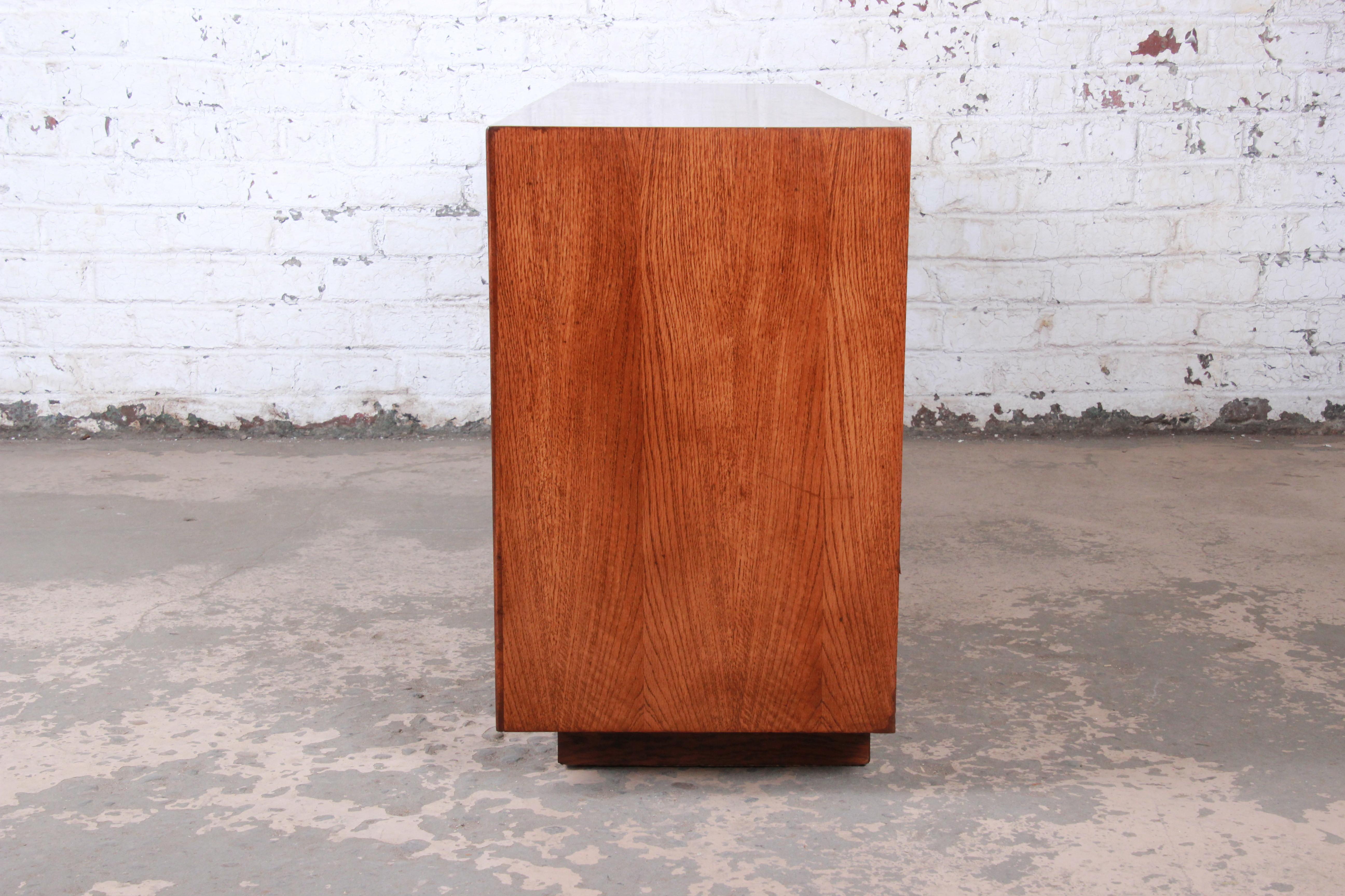 Lane Pueblo Brutalist Mid-Century Modern Oak Long Dresser or Credenza, 1970s 3