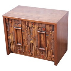 Lane Pueblo Brutalist Mid-Century Modern Oak Nightstand