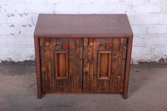 Lane Pueblo Brutalist Mid-Century Modern Oak Nightstand, Newly Restored