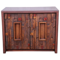 Lane Pueblo Brutalist Mid-Century Modern Oak Nightstand, Newly Restored