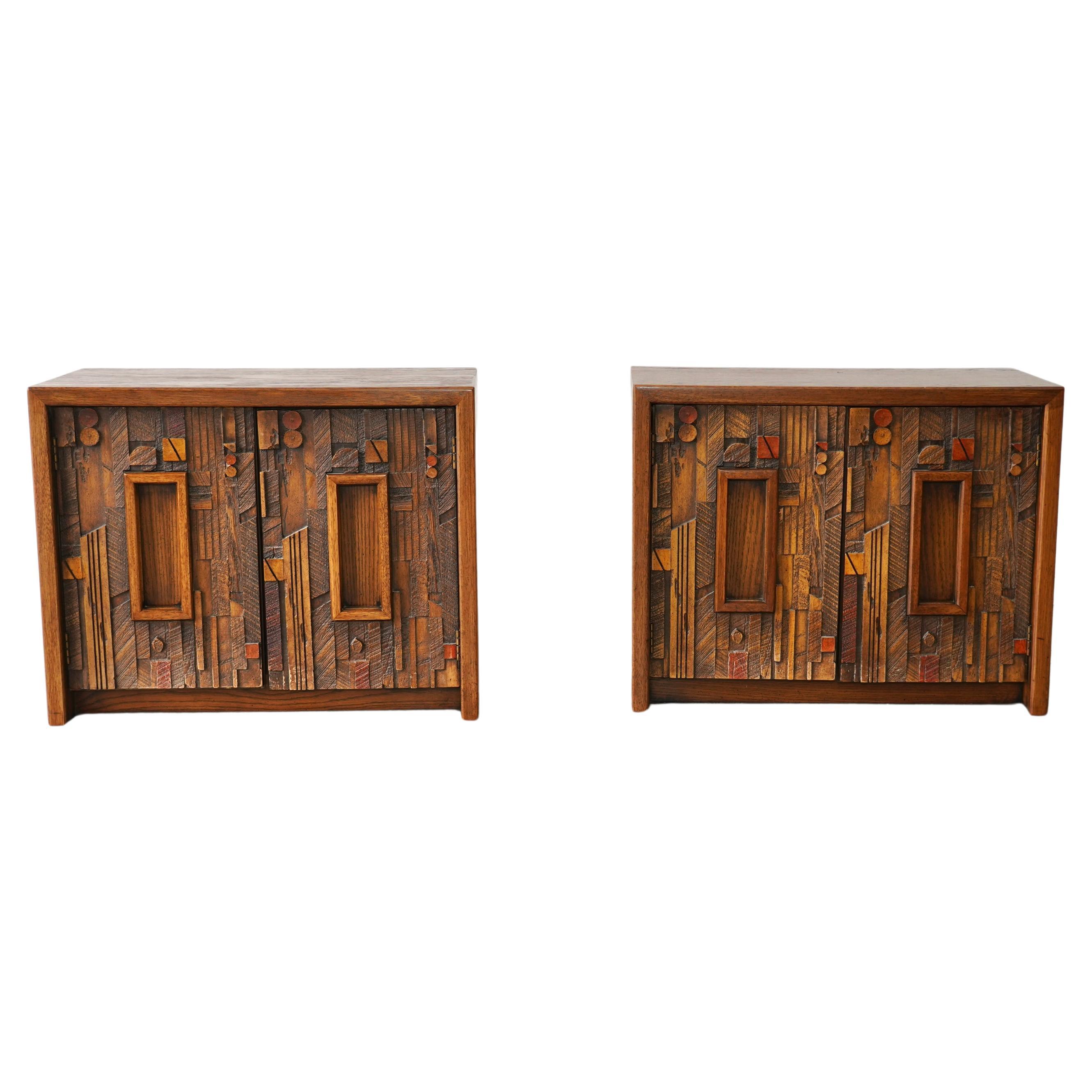 Lane Pueblo Mid-Century Modern  Paul Evans Stil  Brutalistische Nachttische