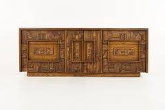 Lane Pueblo Mid Century Walnut 9 Drawer Lowboy Dresser
