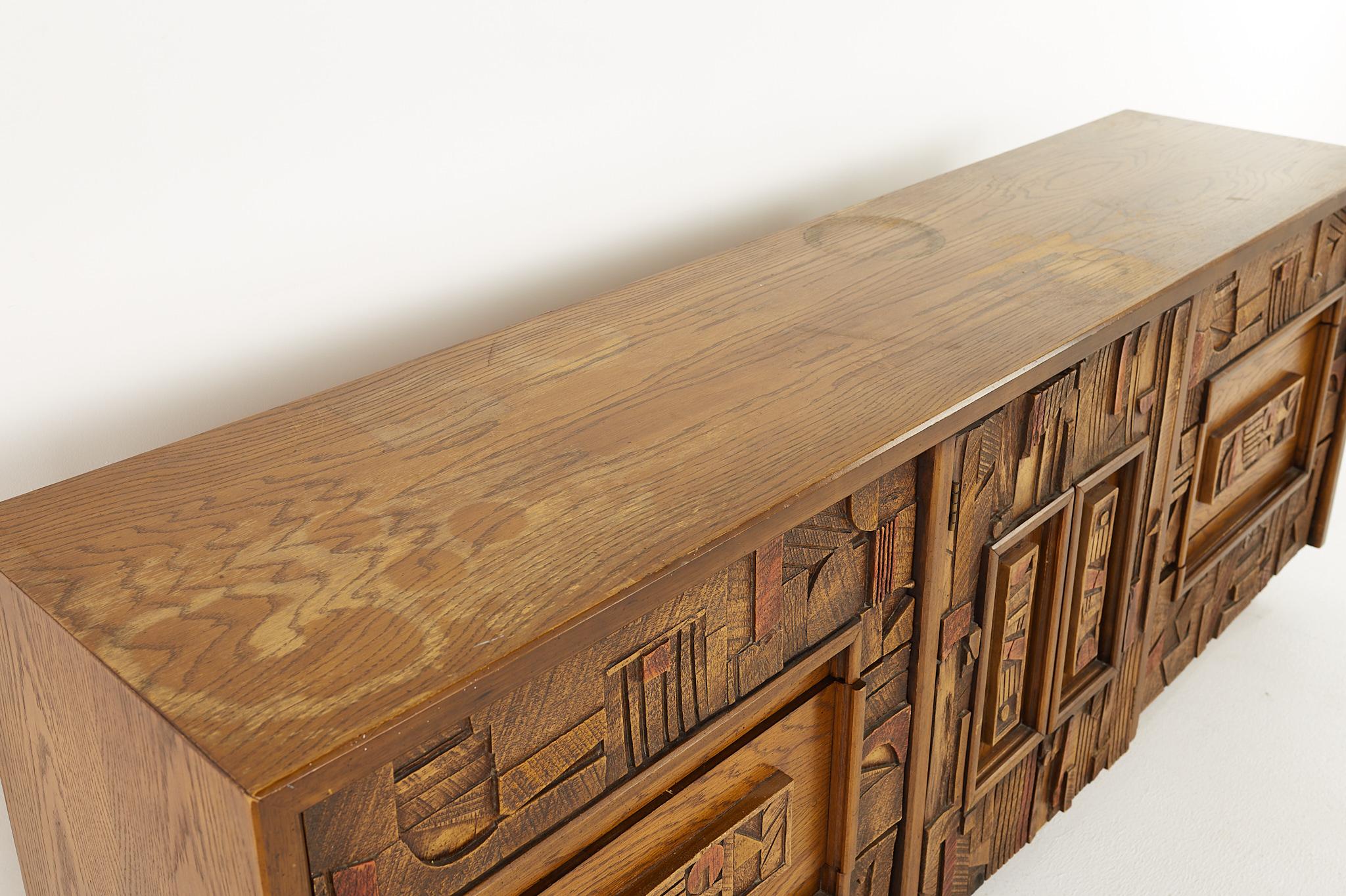 American Lane Pueblo Mid Century Walnut 9 Drawer Lowboy Dresser