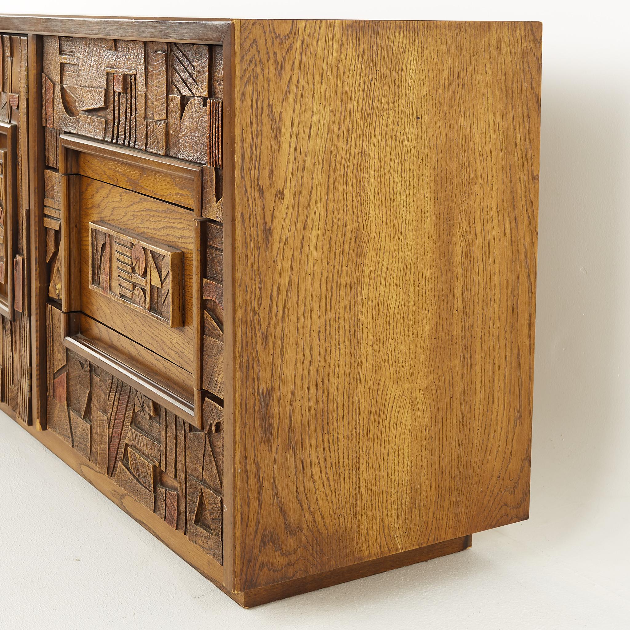 Late 20th Century Lane Pueblo Mid Century Walnut 9 Drawer Lowboy Dresser