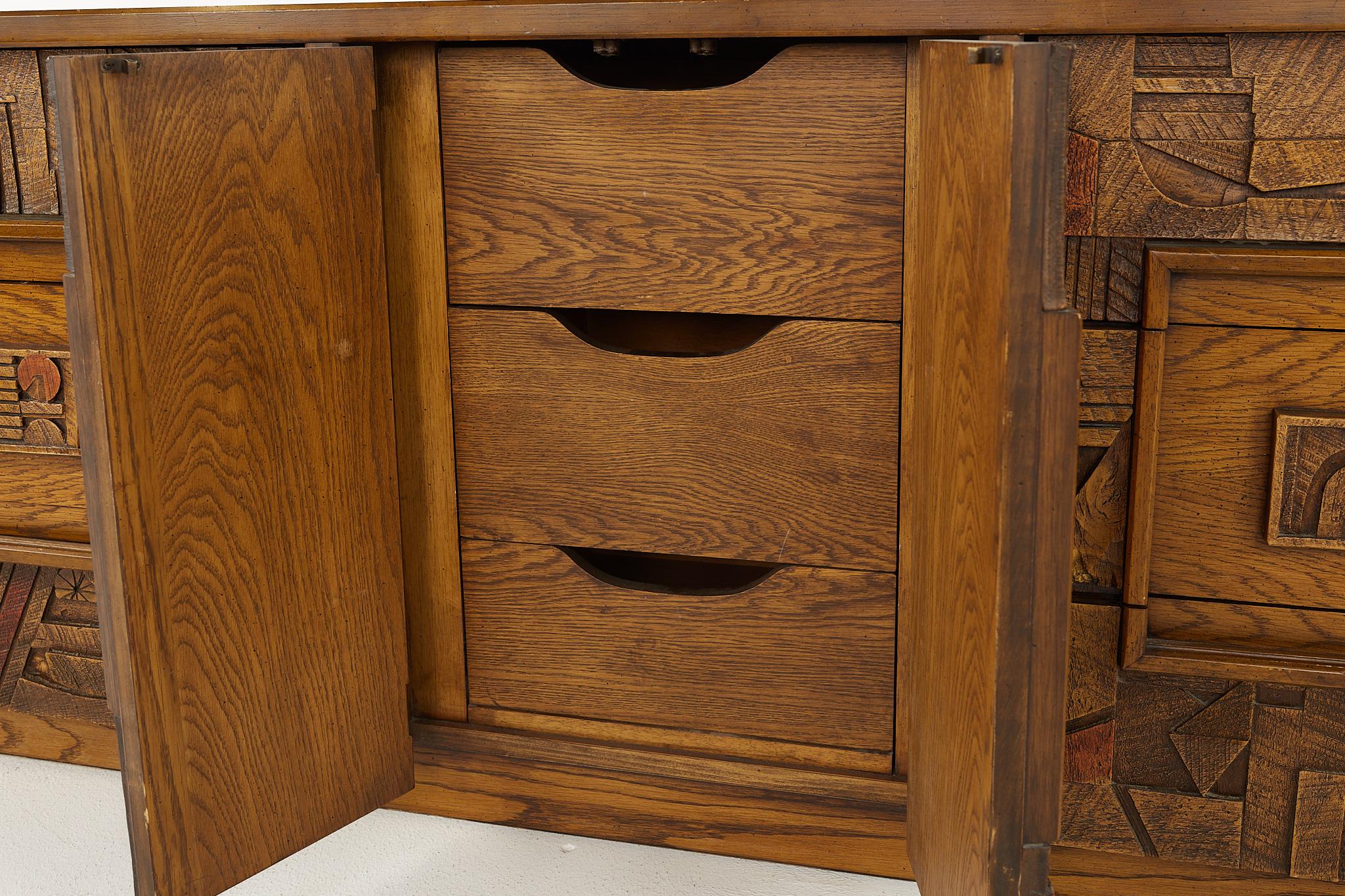 Lane Pueblo Mid Century Walnut 9 Drawer Lowboy Dresser 2