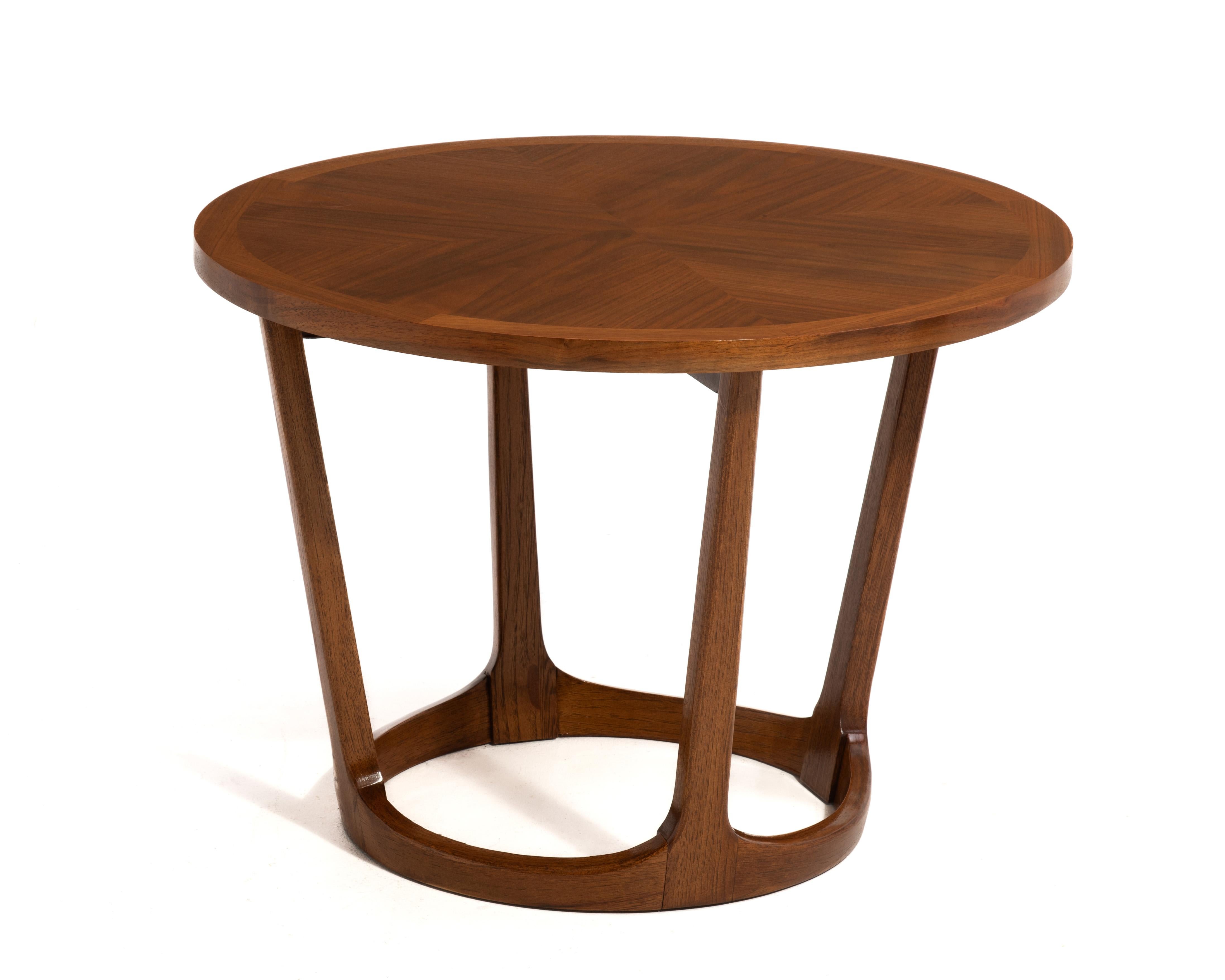Hardwood Lane Rhythm Altavista Round Drum Table Mid Century Walnut Style 997 Circa 1963