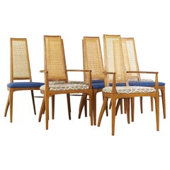 Used Lane Rhythm Mid Century Cane Backed Dining Chairs - Set of 8