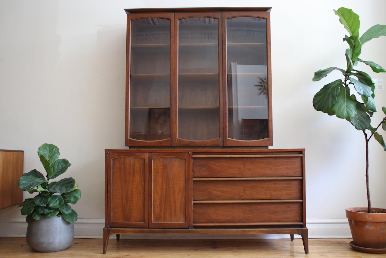 Mid-Century Modern walnut china cabinet made for Lane's 