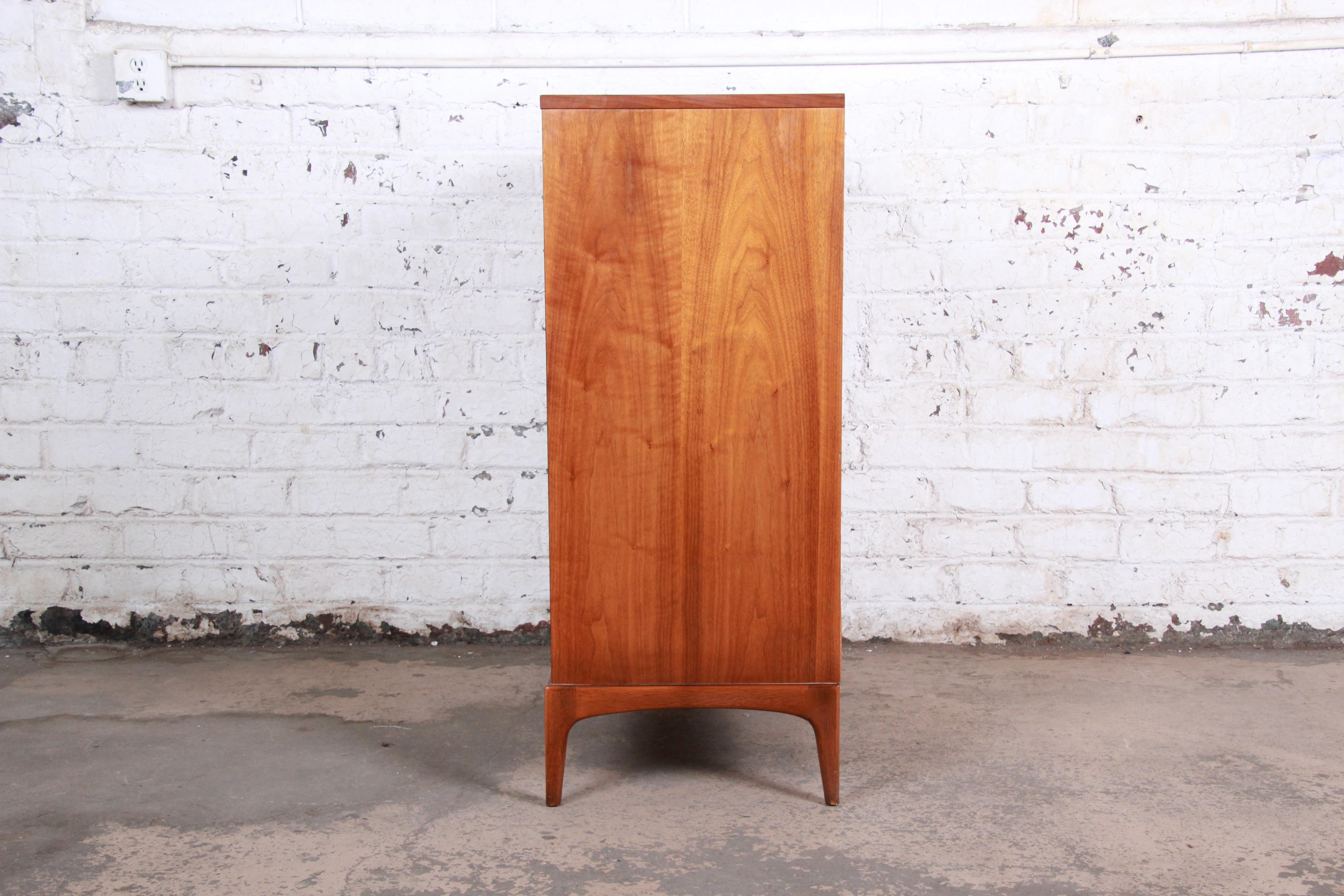 Lane Rhythm Mid-Century Modern Sculpted Walnut Highboy Dresser 2