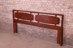 Lane Rhythm Mid-Century Modern Sculpted Walnut King Size Headboard, 1960s