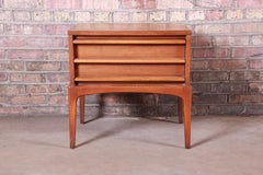 Lane Rhythm Mid-Century Modern Sculpted Walnut Nightstand, 1960s