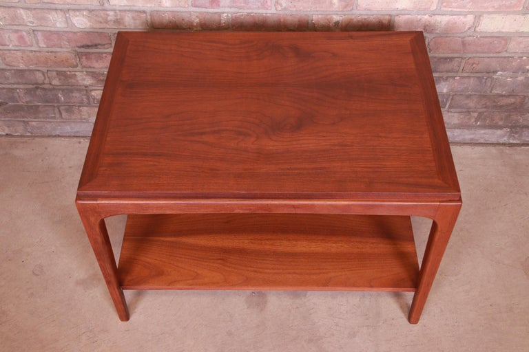 Lane Rhythm Mid-Century Modern Sculpted Walnut Side Table, Newly Refinished For Sale 2