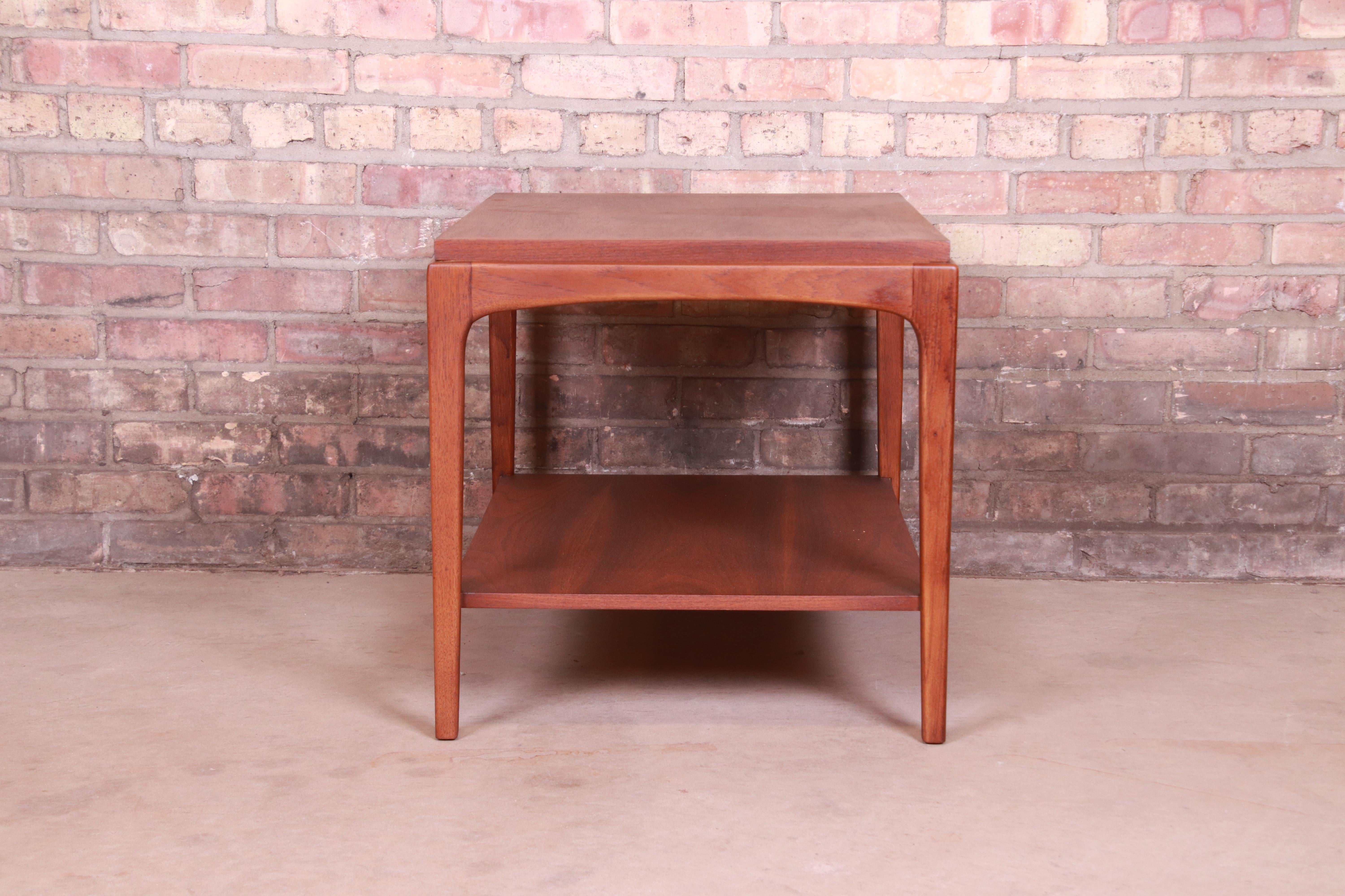 Lane Rhythm Mid-Century Modern Sculpted Walnut Side Table, Newly Refinished 1