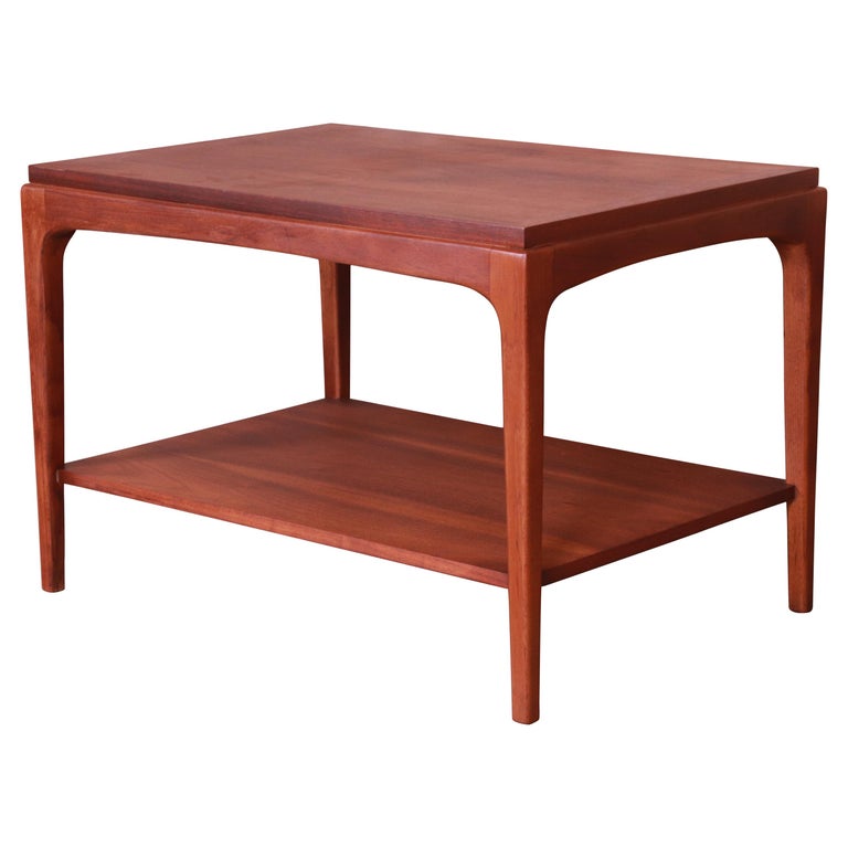 Lane Rhythm Mid-Century Modern Sculpted Walnut Side Table, Newly Refinished For Sale