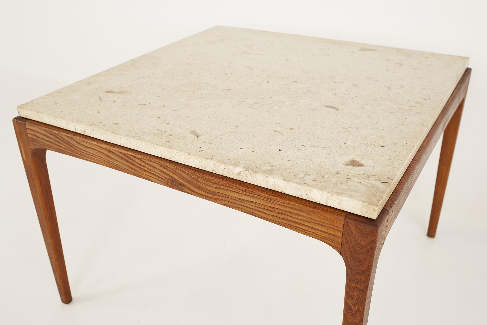Late 20th Century Lane Rhythm Mid Century Travertine Top Square Coffee Table For Sale