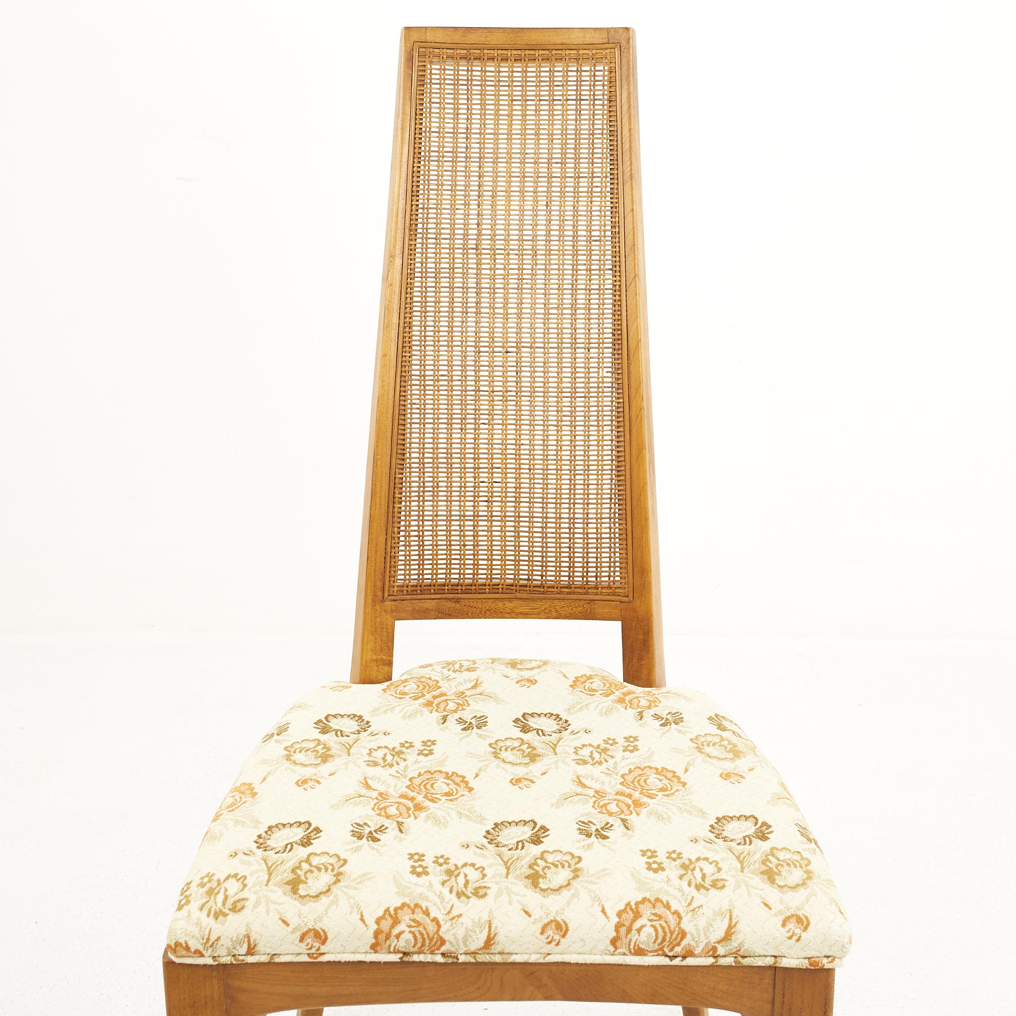 Upholstery Lane Rhythm Mid-Century Walnut and Cane Dining Chairs, Set of 7