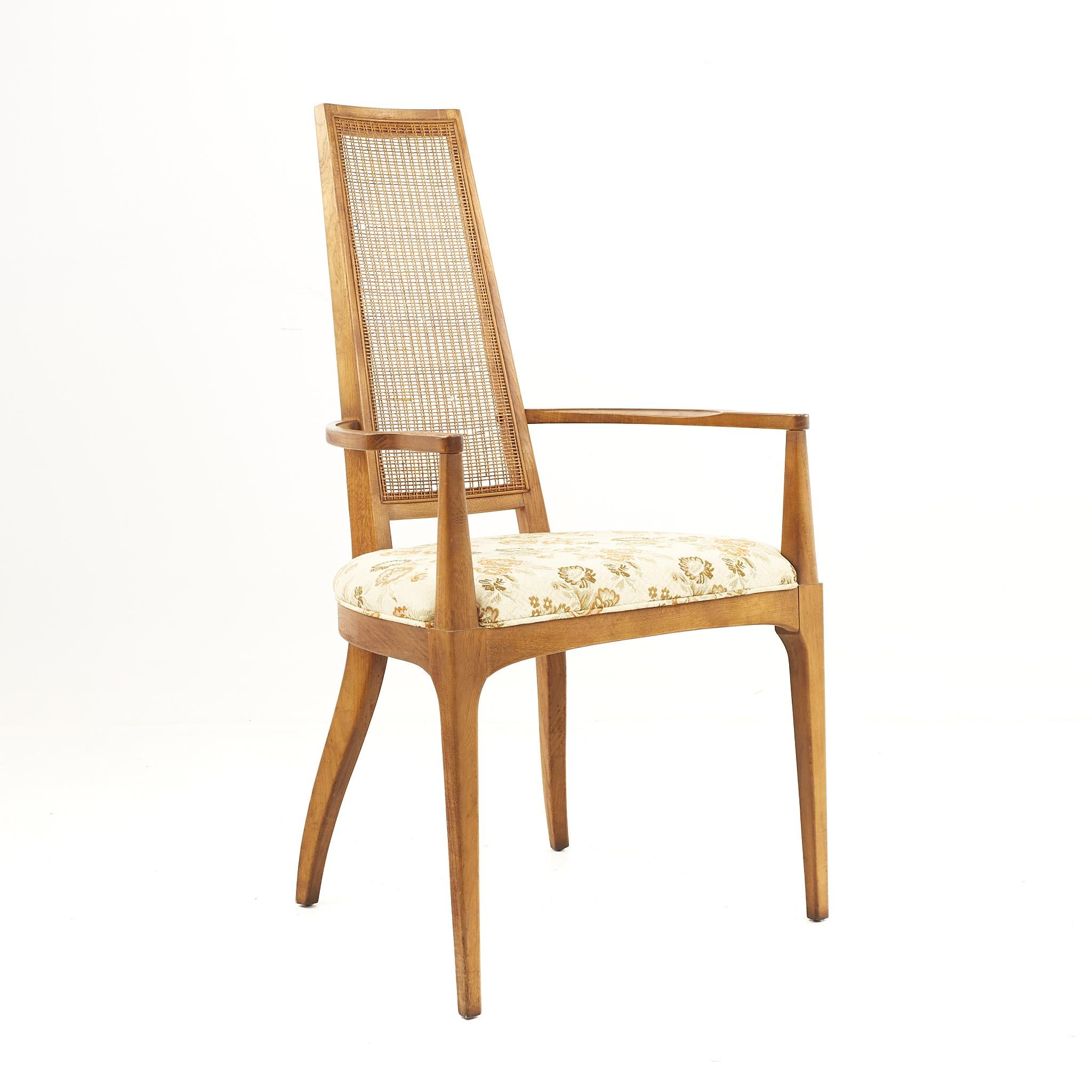 Lane Rhythm Mid-Century Walnut and Cane Dining Chairs, Set of 7 1