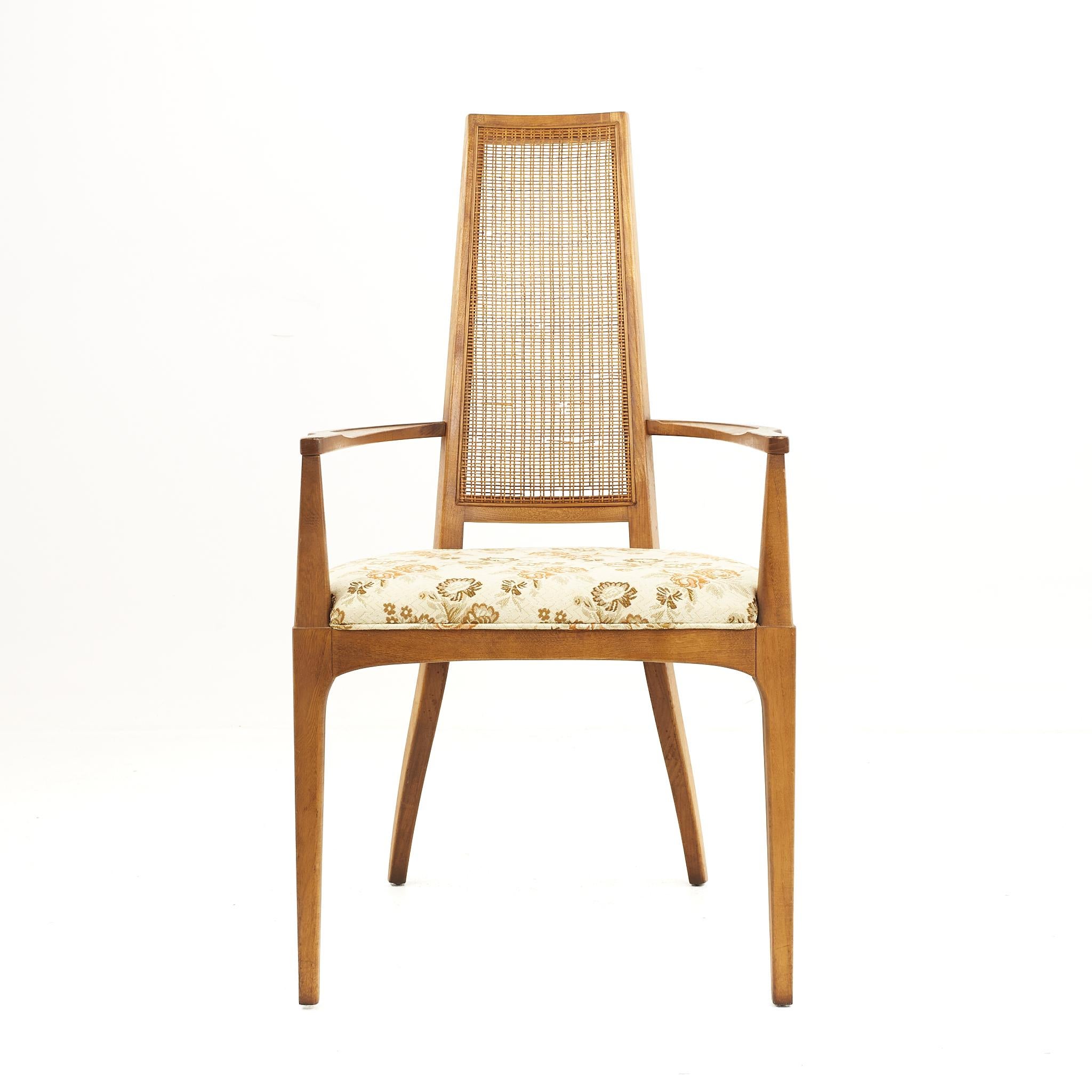 Lane Rhythm Mid-Century Walnut and Cane Dining Chairs, Set of 7 2