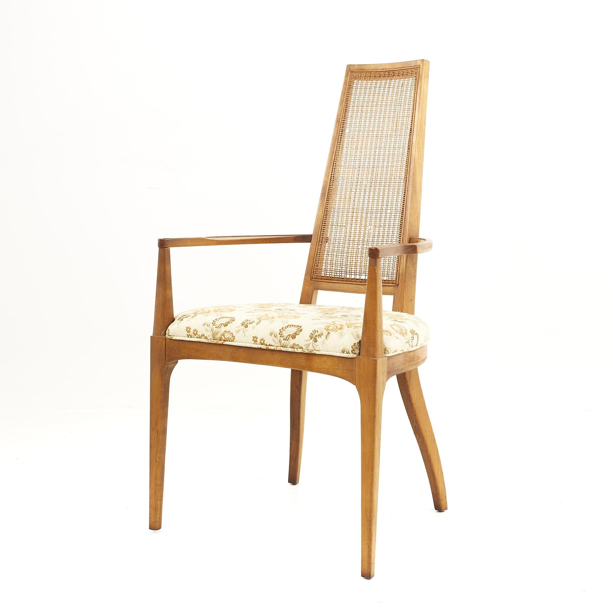 Lane Rhythm Mid-Century Walnut and Cane Dining Chairs, Set of 7 3